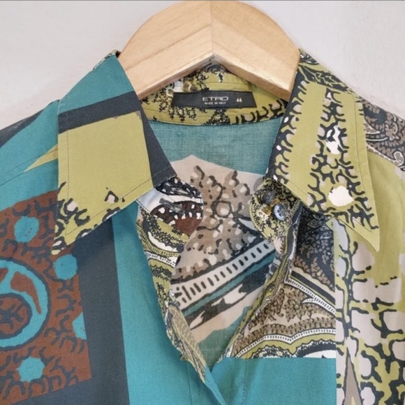 Etro | Made in Italy Patchwork Print Button Front Blouse, Sz 6 ♥ Like new! - Picture 6 of 11